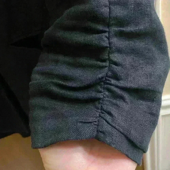 Michael Kors Black 100% Linen Blazer Jacket with Scrunched Sleeves Size 10 - Picture 4 of 8